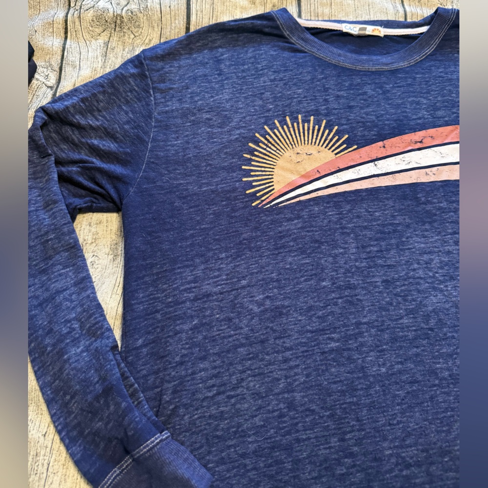 C&C California long sleeve top, lightweight brushed off vintage look